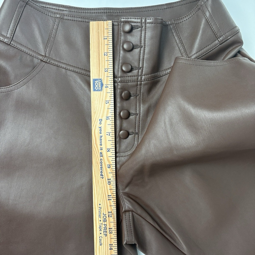 Bar III Edgy Chic Dark Brown | Coffee Faux Leather Button Pants Women Size 8 - Picture 9 of 12